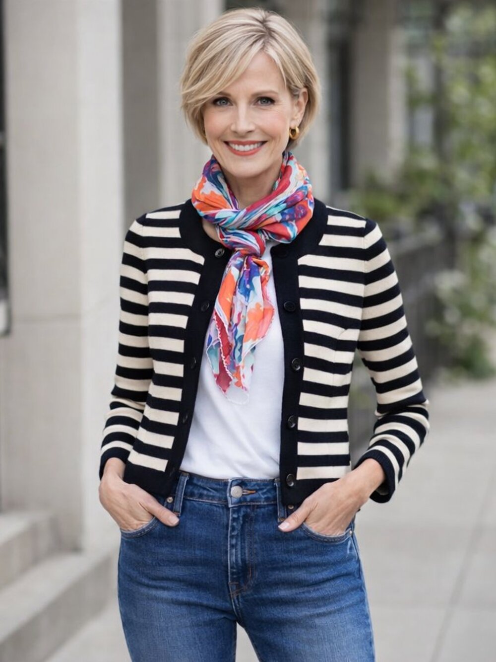 MARELLA Navy and Cream Striped Blazer - Picture 7 of 7